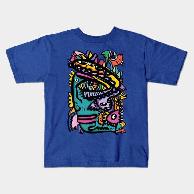 Aztec Mask of Life and Dreams Kids T-Shirt by signorino